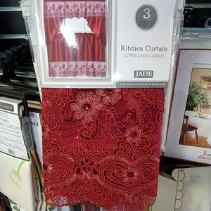 3 Piece Kitchen Curtain, 2 Tiers & Valance